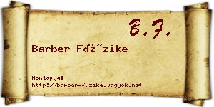 Barber Füzike névjegykártya
